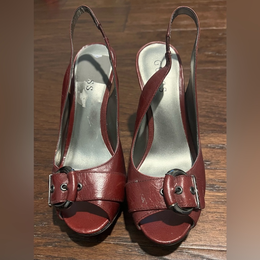 Guess High Heels Womens Size 6.5 Sling Back Peep Toe